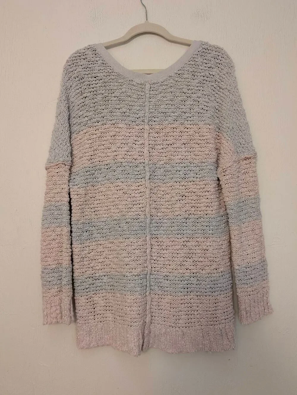 Free People Pullover Sweater Chunky Knit Size S grey & pink